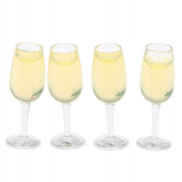 Set 4 Miniature Bicchieri di Vino in Plastica per Casa delle Bambole 1:12