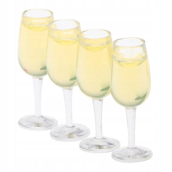 Set 4 Miniature Bicchieri di Vino in Plastica per Casa delle Bambole 1:12