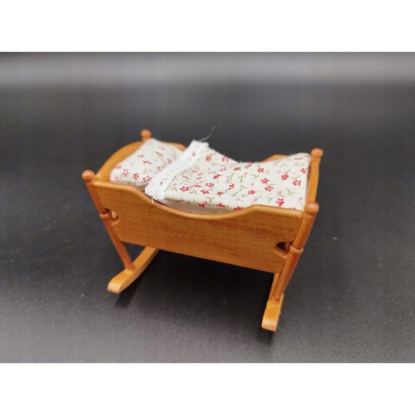 Mini mobili in scala 1:12 culla per casa delle bambole in legno e tessuto