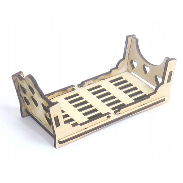 Decorazione Miniatura Letto in Legno 55x115x60mm per Scrapbooking e Decoupage