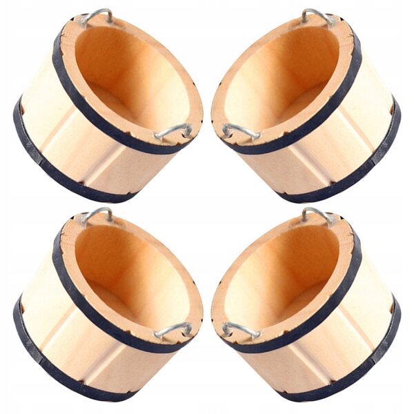 Set 4 Mini Botti e Secchi in Legno per Decorazioni Domini delle Bambole