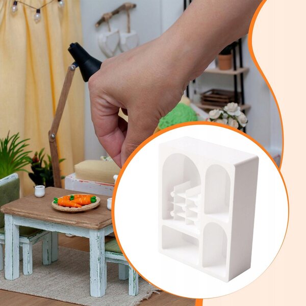 Mini credenza bianca per casa delle bambole 1:12 senza piedi, ideale per scenari e modellismo
