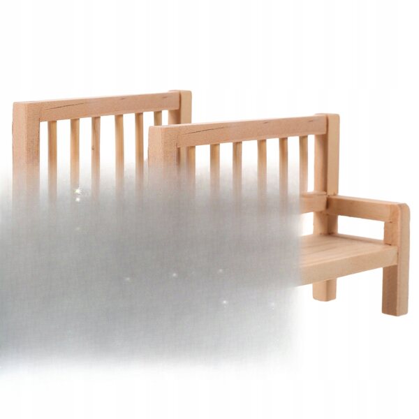Mini panca in legno decorativa per case delle bambole, set 2 pezzi beige