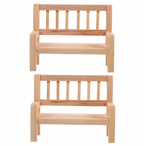 Mini panca in legno decorativa per case delle bambole, set 2 pezzi beige