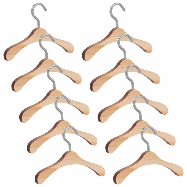 10 Mini-Kleiderbügel aus Holz für Puppenkleidung, kompakt und widerstandsfähig