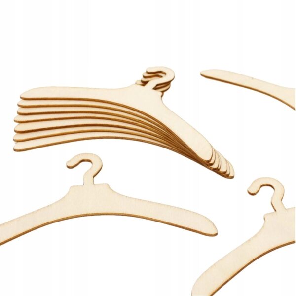 Set 10 Appendiabiti in Legno per Vestiti di Bambole 1/12 da 12,7x7,1 cm