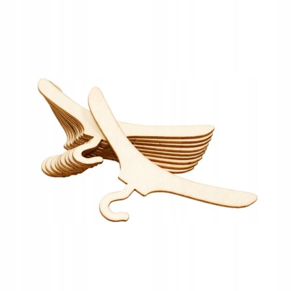 Set 10 Appendiabiti in Legno per Vestiti di Bambole 1/12 da 12,7x7,1 cm