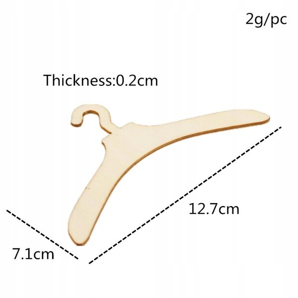 Set 10 Appendiabiti in Legno per Vestiti di Bambole 1/12 da 12,7x7,1 cm