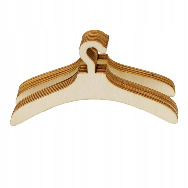 Set 10 Appendiabiti in Legno per Vestiti di Bambole 1/12 da 12,7x7,1 cm