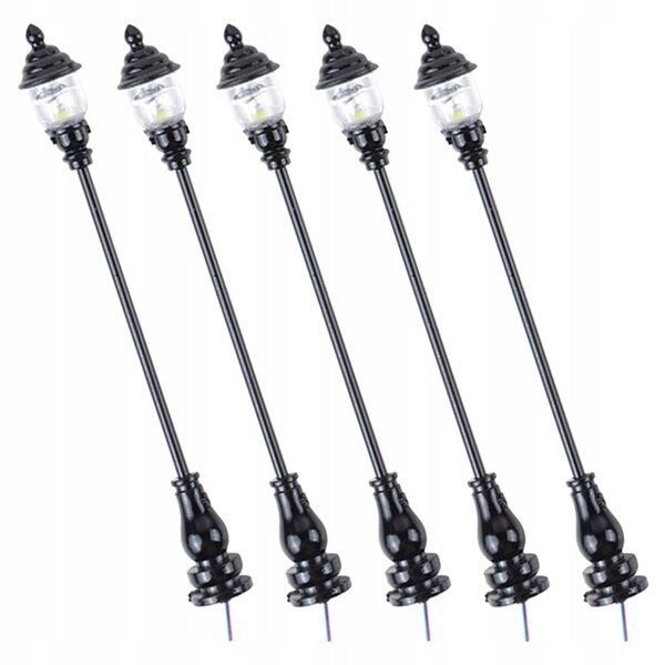 Lot de 5 mini lampes de jardin noires pour décorations et modelages miniatures