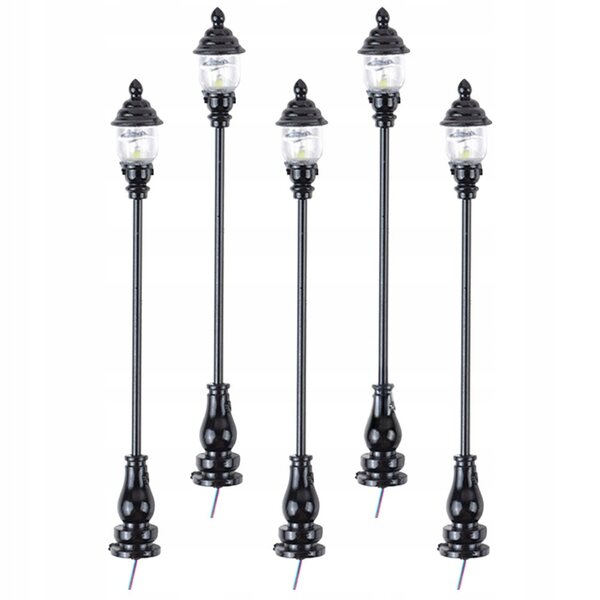 Lot de 5 mini lampes de jardin noires pour décorations et modelages miniatures