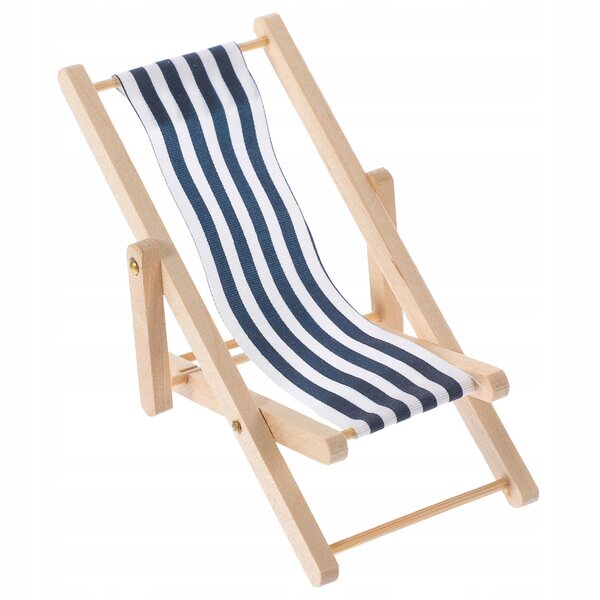Mini Sdraio in Legno, Blu Navy, Pieghevole - Decorazione per la Casa e la Casa delle Bambole