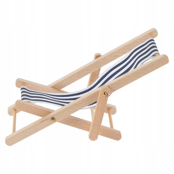 Mini Sdraio in Legno, Blu Navy, Pieghevole - Decorazione per la Casa e la Casa delle Bambole