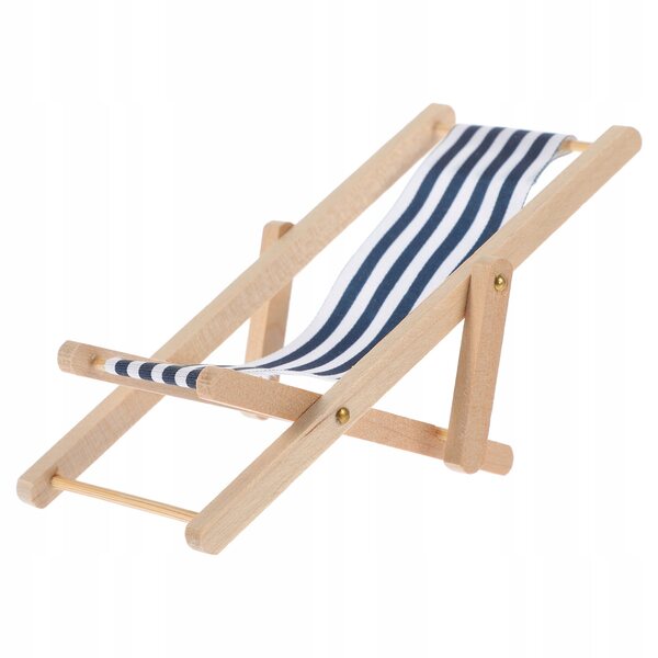 Mini Sdraio in Legno, Blu Navy, Pieghevole - Decorazione per la Casa e la Casa delle Bambole
