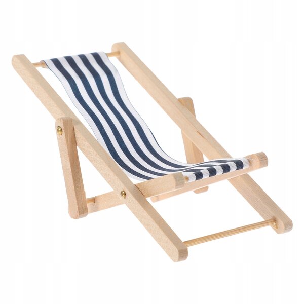 Mini Sdraio in Legno, Blu Navy, Pieghevole - Decorazione per la Casa e la Casa delle Bambole
