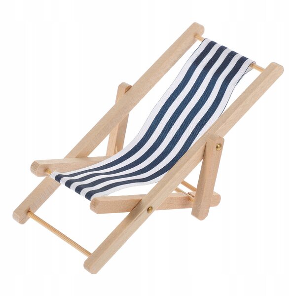 Mini Sdraio in Legno, Blu Navy, Pieghevole - Decorazione per la Casa e la Casa delle Bambole