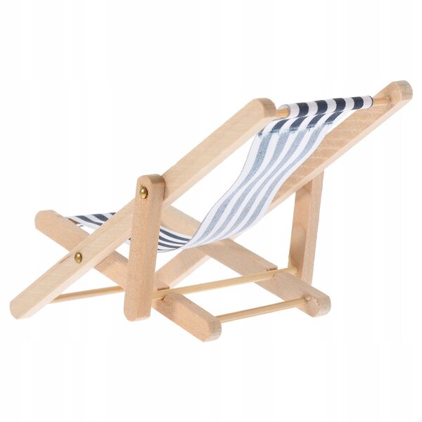 Mini Sdraio in Legno, Blu Navy, Pieghevole - Decorazione per la Casa e la Casa delle Bambole
