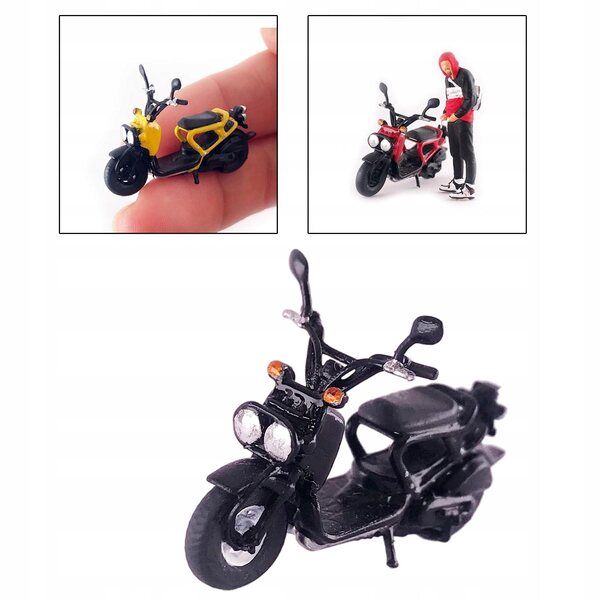 Modello Retro Motociclo 1:64 in Resina Dipinto a Mano per Diorama e Collezione