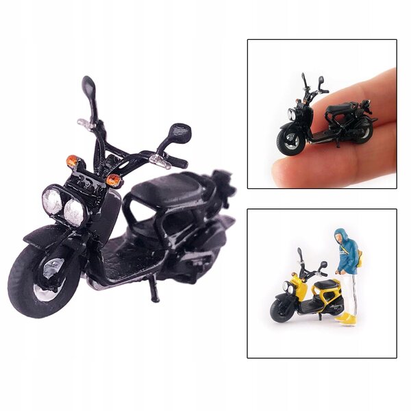 Modello Retro Motociclo 1:64 in Resina Dipinto a Mano per Diorama e Collezione