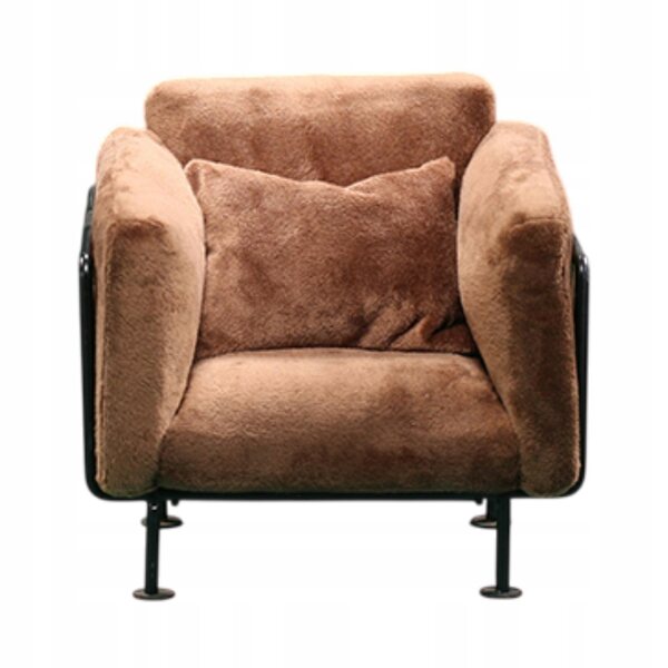 Mini sofa 1:6 per casa delle bambole in ferro e tessuto, decorazione marrone
