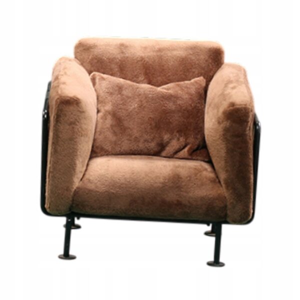 Mini sofa 1:6 per casa delle bambole in ferro e tessuto, decorazione marrone