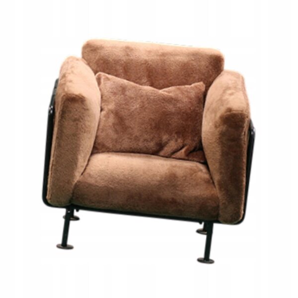 Mini sofa 1:6 per casa delle bambole in ferro e tessuto, decorazione marrone