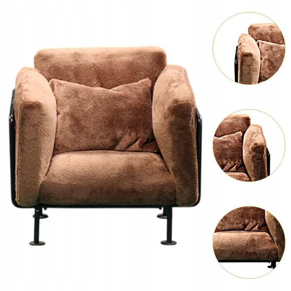 Mini sofa 1:6 per casa delle bambole in ferro e tessuto, decorazione marrone