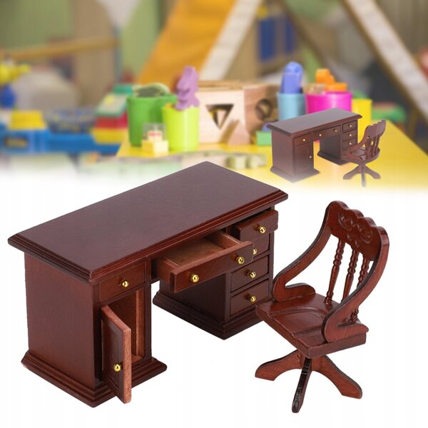 1:12 Puppenhaus Mini-Schreibtischstuhl aus Holz für Kinder