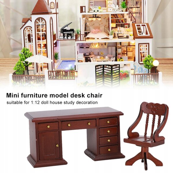 1:12 Puppenhaus Mini-Schreibtischstuhl aus Holz für Kinder