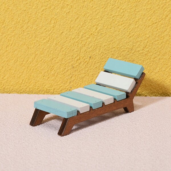 Mini Sedie Spiaggia in Legno per Bambole - 2 Pezzi Decorativi per Domini Miniatura