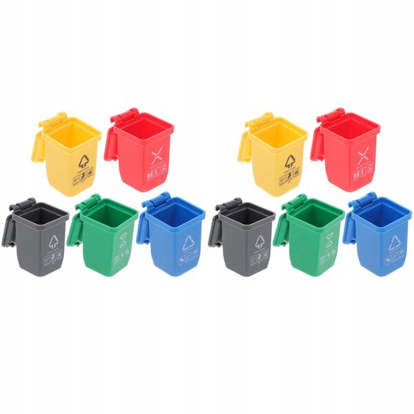 Set di 10 mini cestini per rifiuti colorati in plastica per casa delle bambole