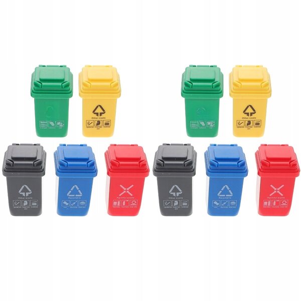 Set di 10 mini cestini per rifiuti colorati in plastica per casa delle bambole