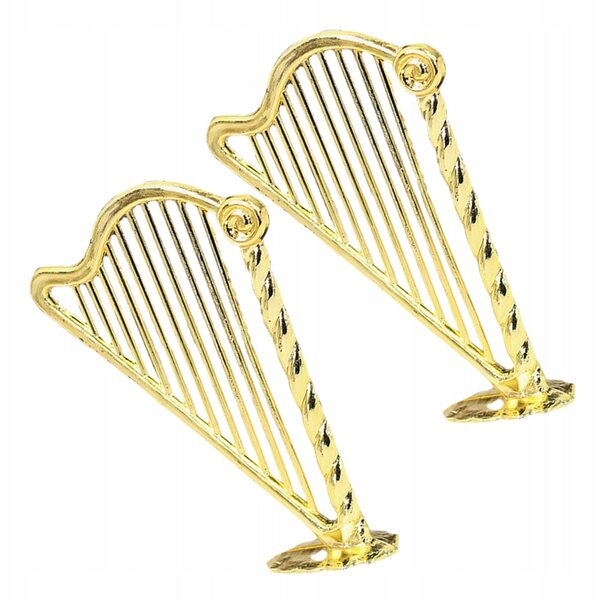 Mini Harpa Dorata Scala 1:12 Modello Decorativo per Case delle Bambole 2 Pezzi