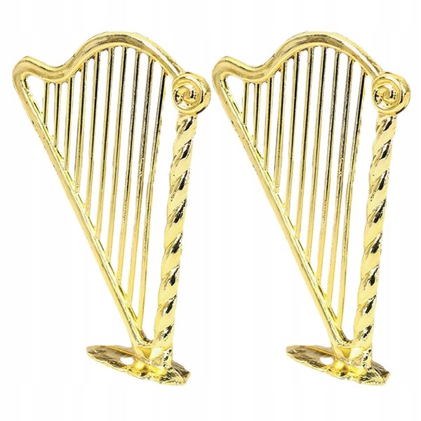 Mini Harpa Dorata Scala 1:12 Modello Decorativo per Case delle Bambole 2 Pezzi
