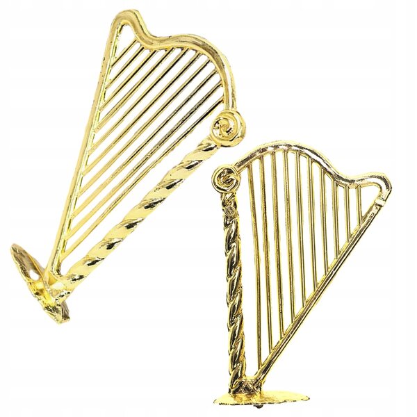 Mini Harpa Dorata Scala 1:12 Modello Decorativo per Case delle Bambole 2 Pezzi