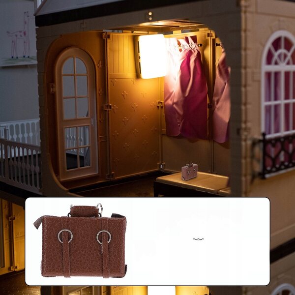 Mini-Koffer aus Öko-Leder für das Puppenhaus, sichere und langlebige Dekoration