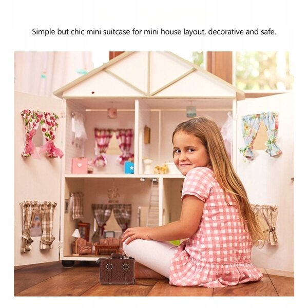Mini-Koffer aus Öko-Leder für das Puppenhaus, sichere und langlebige Dekoration