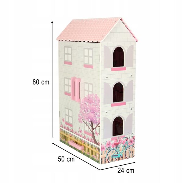Grande casa delle bambole in legno a 3 piani con mobili e cassetto XXL per bambini