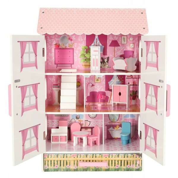 Grande casa delle bambole in legno a 3 piani con mobili e cassetto XXL per bambini