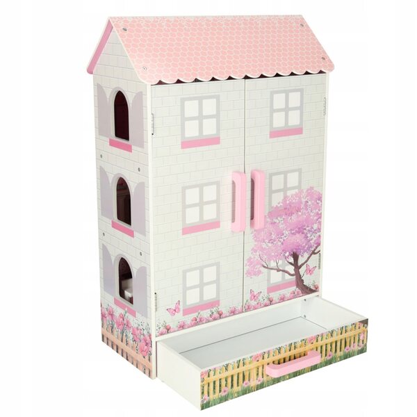 Grande casa delle bambole in legno a 3 piani con mobili e cassetto XXL per bambini