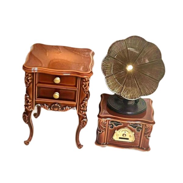Giradischi in miniatura con mobile in scala 1:12 per la casa delle bambole - mobili retrò in legno