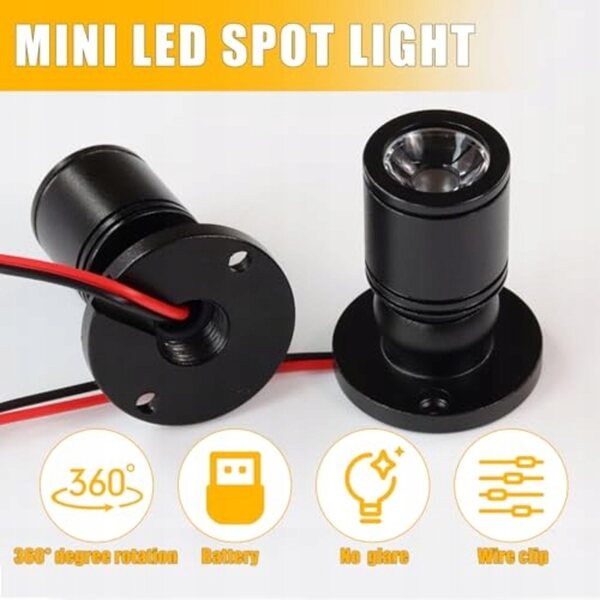 3V 1W Mini-LED-Lampen für Puppenhaus – 2er-Set mit AA-Batteriehalter