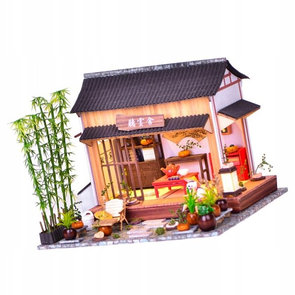 Hausmodell im chinesischen Stil zum Zusammenbauen – DIY-Bausatz aus Holz, Papier und Kunststoff