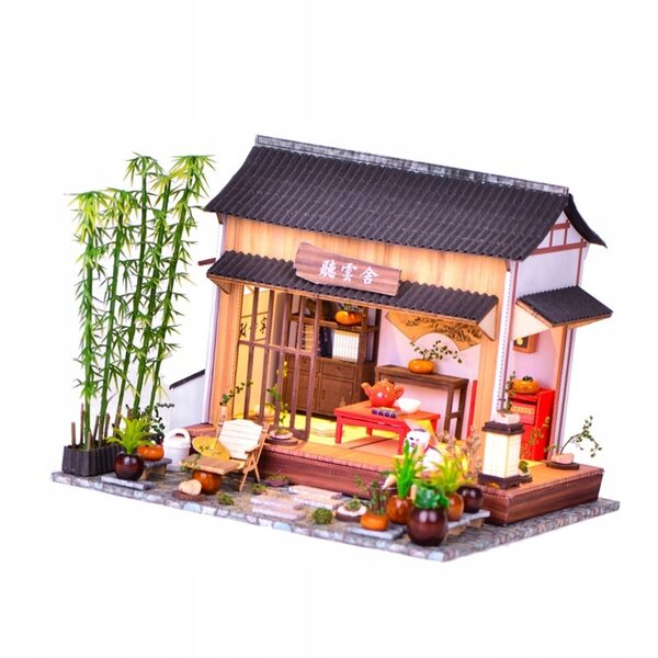 Hausmodell im chinesischen Stil zum Zusammenbauen – DIY-Bausatz aus Holz, Papier und Kunststoff