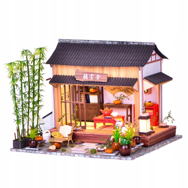 Hausmodell im chinesischen Stil zum Zusammenbauen – DIY-Bausatz aus Holz, Papier und Kunststoff