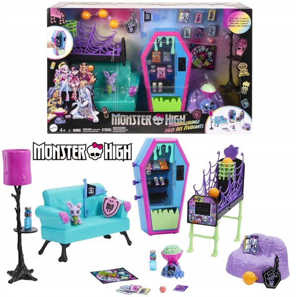 Monster High Student Lounge Set con Mobili, Animali e Accessori per Bambini 4+