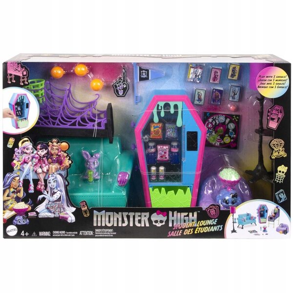 Monster High Student Lounge Set con Mobili, Animali e Accessori per Bambini 4+