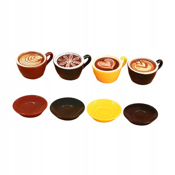 Set 8 Mini Tazzine da Caffè per Casa delle Bambole in Resina Dettagliata