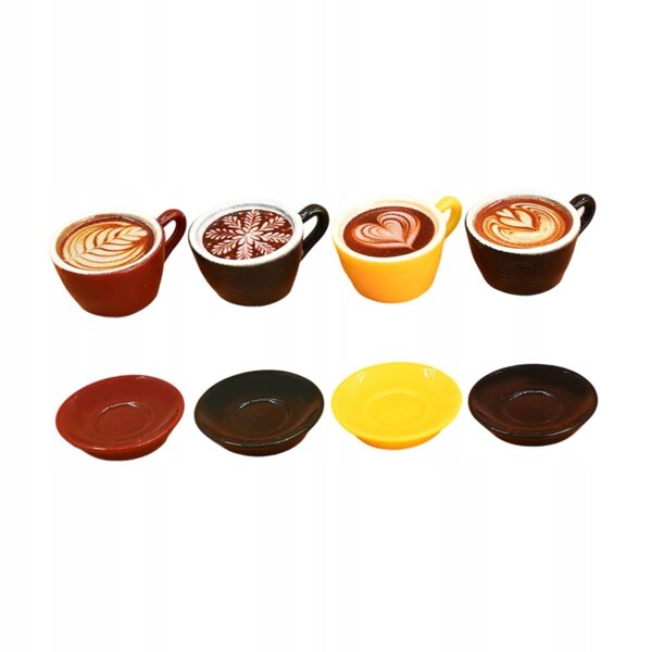 Set 8 Mini Tazzine da Caffè per Casa delle Bambole in Resina Dettagliata
