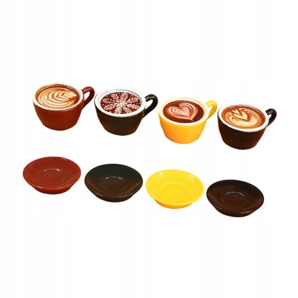 Set 8 Mini Tazzine da Caffè per Casa delle Bambole in Resina Dettagliata